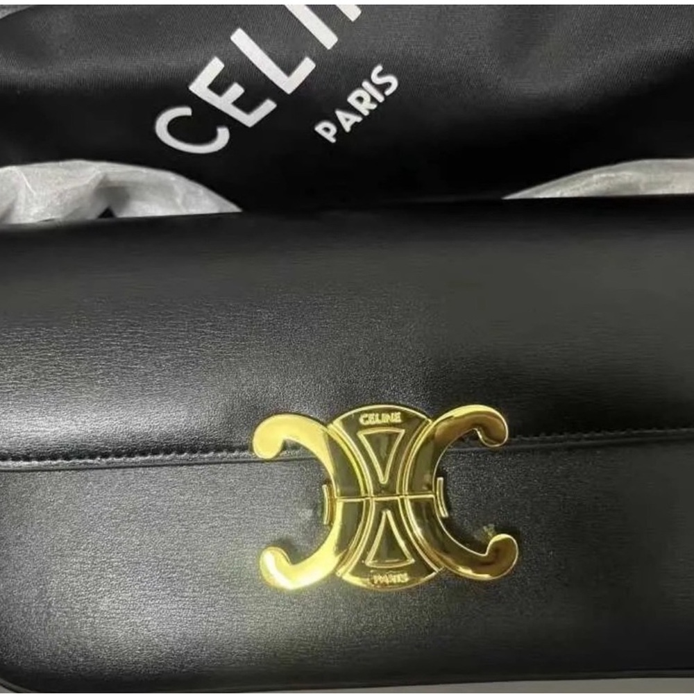 A1 Celine Black Shoulder Bag with Gold Hardware